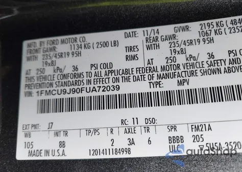 2015 Ford Escape Titanium из США, поврежденный, VIN 1FMCU9J90FUA72039